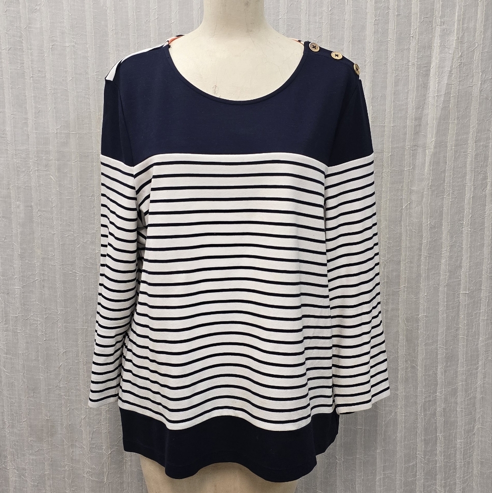 Ralph Lauren Navy and White Striped Women's Top